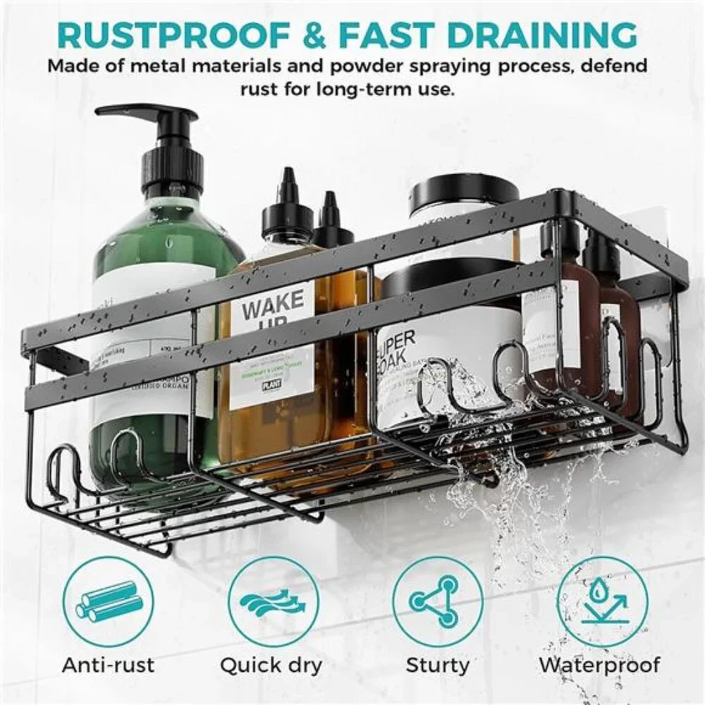 Shower Caddy, 3-Pack with Soap Holder, No Drilling Rustproof